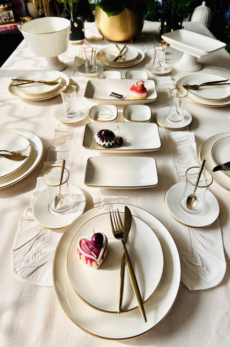 Gold Modern Servis ve Pasta Tabaklı 6 Kişilik 40 Parça Kahvaltı Seti