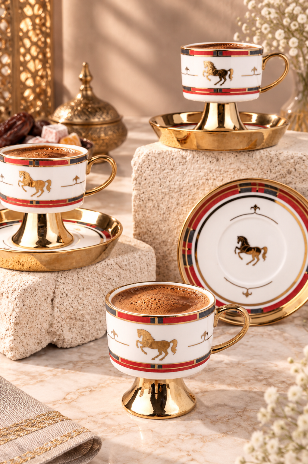 GOLD YALDIZLI 6 KİŞİLİK PORSELEN KAHVE FİNCANI