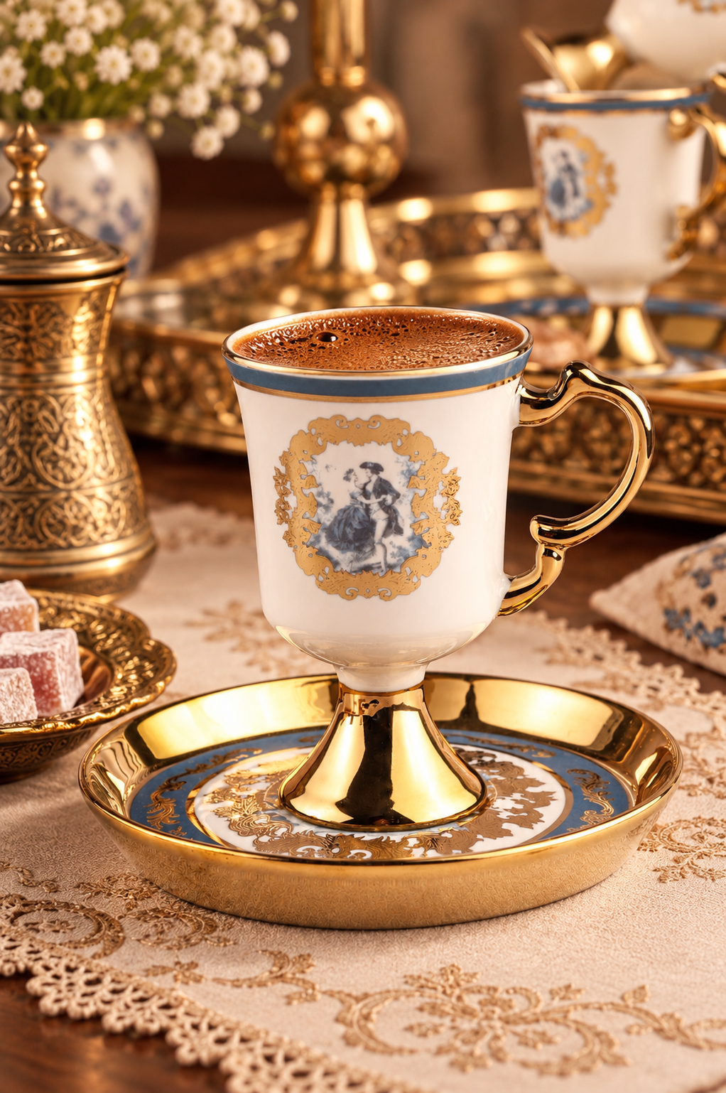 GOLD YALDIZLI 6 KİŞİLİK PORSELEN KAHVE FİNCANI