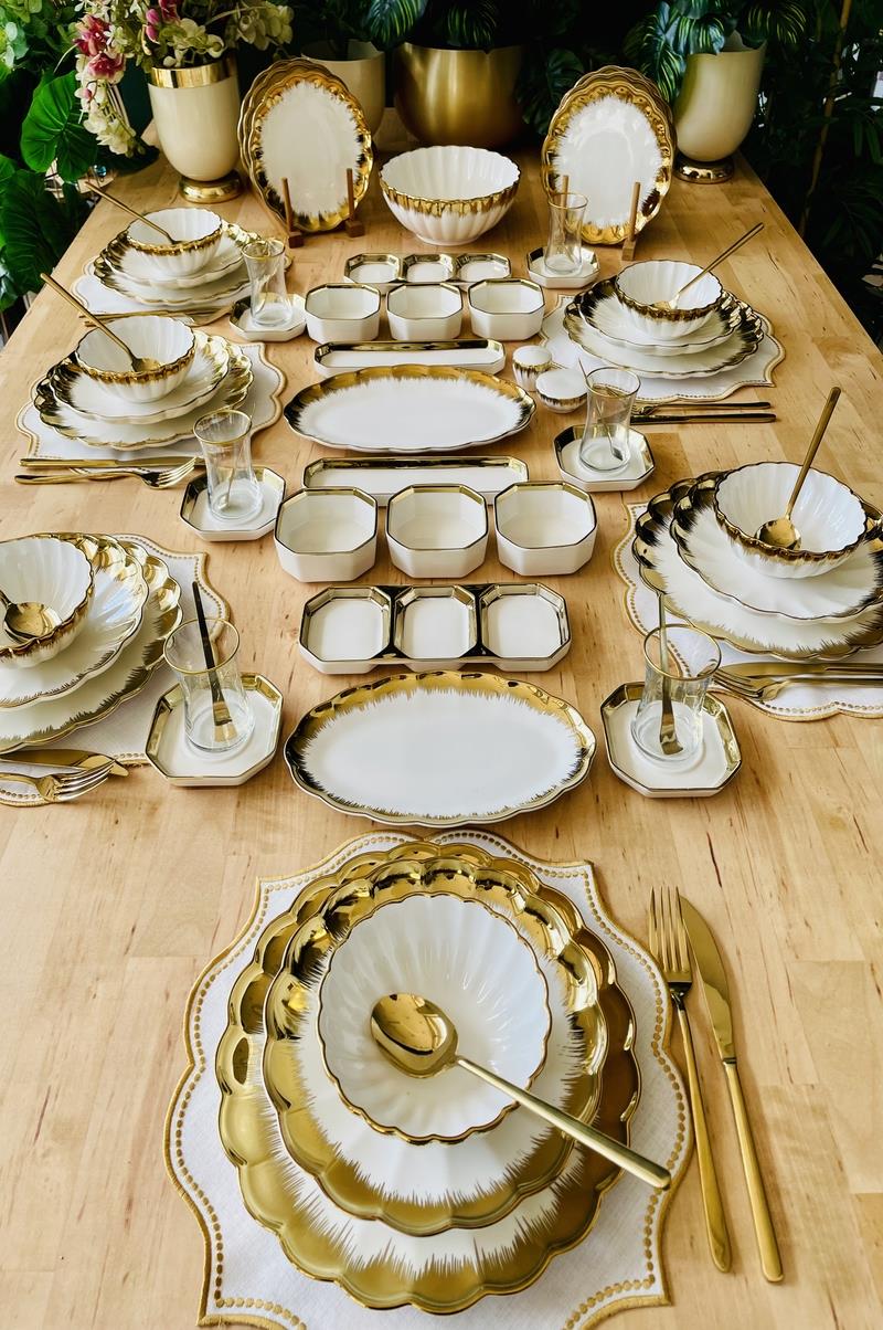 Mary Gold 86 Parça 12 Kişilik Porselen Yemek Takımı