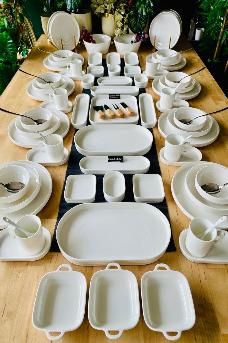 Modern Sade 112 Parça 12 Kişilik Yemek Takımı ve Kahvaltı Takımı