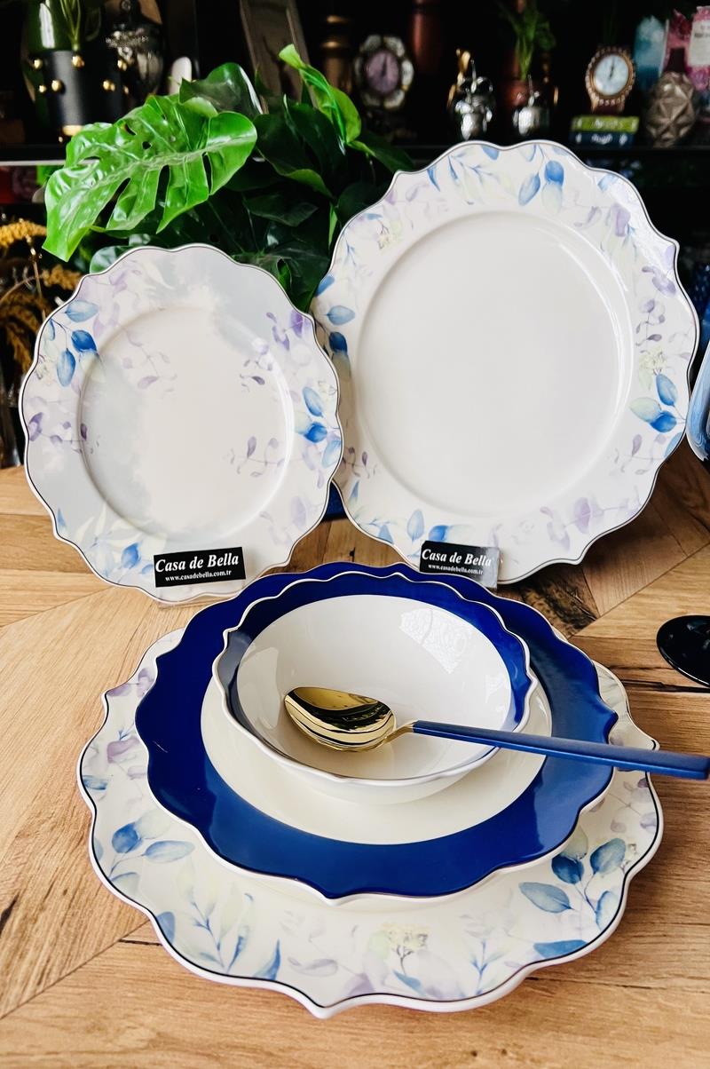 Soft Blue 24 Parça 6 Kişilik Porselen Yemek Takımı