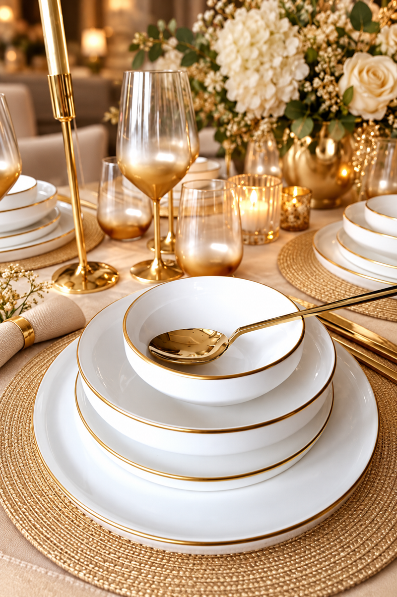 White Modern 120 Parça 12 Kişilik Yemek Takımı ve Çatal Kaşık Bıçak Takım Seti