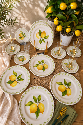 LEMON GOLD YALDIZLI 6 KİŞİLİK 24 PARÇA ÇAY PASTA SETİ