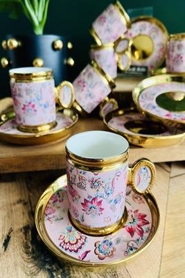 Pink 6 Kişilik Porselen Kahve Fincanı  