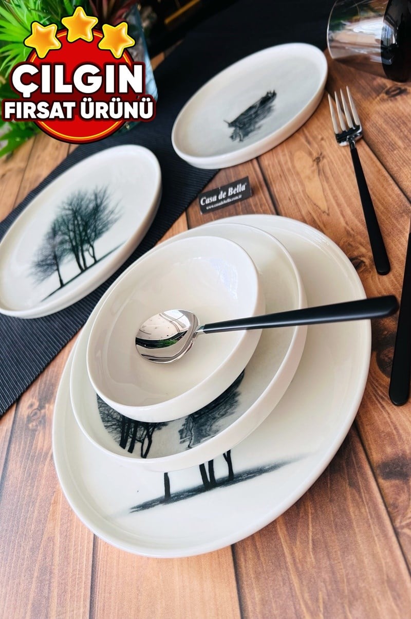  AĞAÇLI MODERN24 PARÇA 6 KİŞİLİK YEMEK TAKIMI