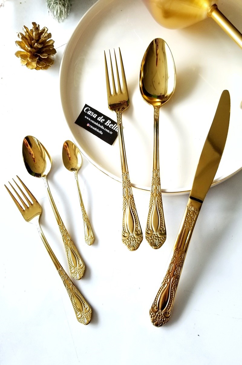36 PARÇA LÜX ÇATAL KAŞIK BIÇAK TAKIMI - GOLD