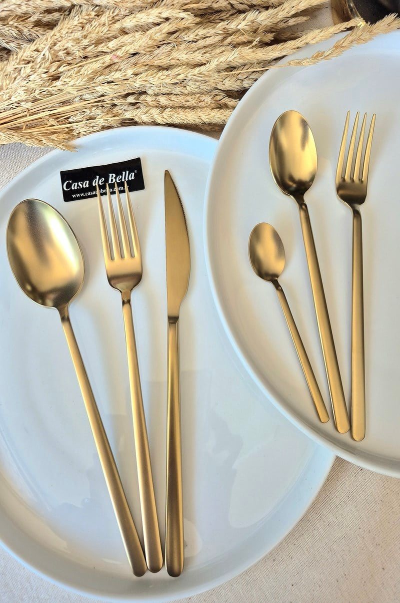36 Parça Mat Gold Dali Çatal Bıçak Takımı 