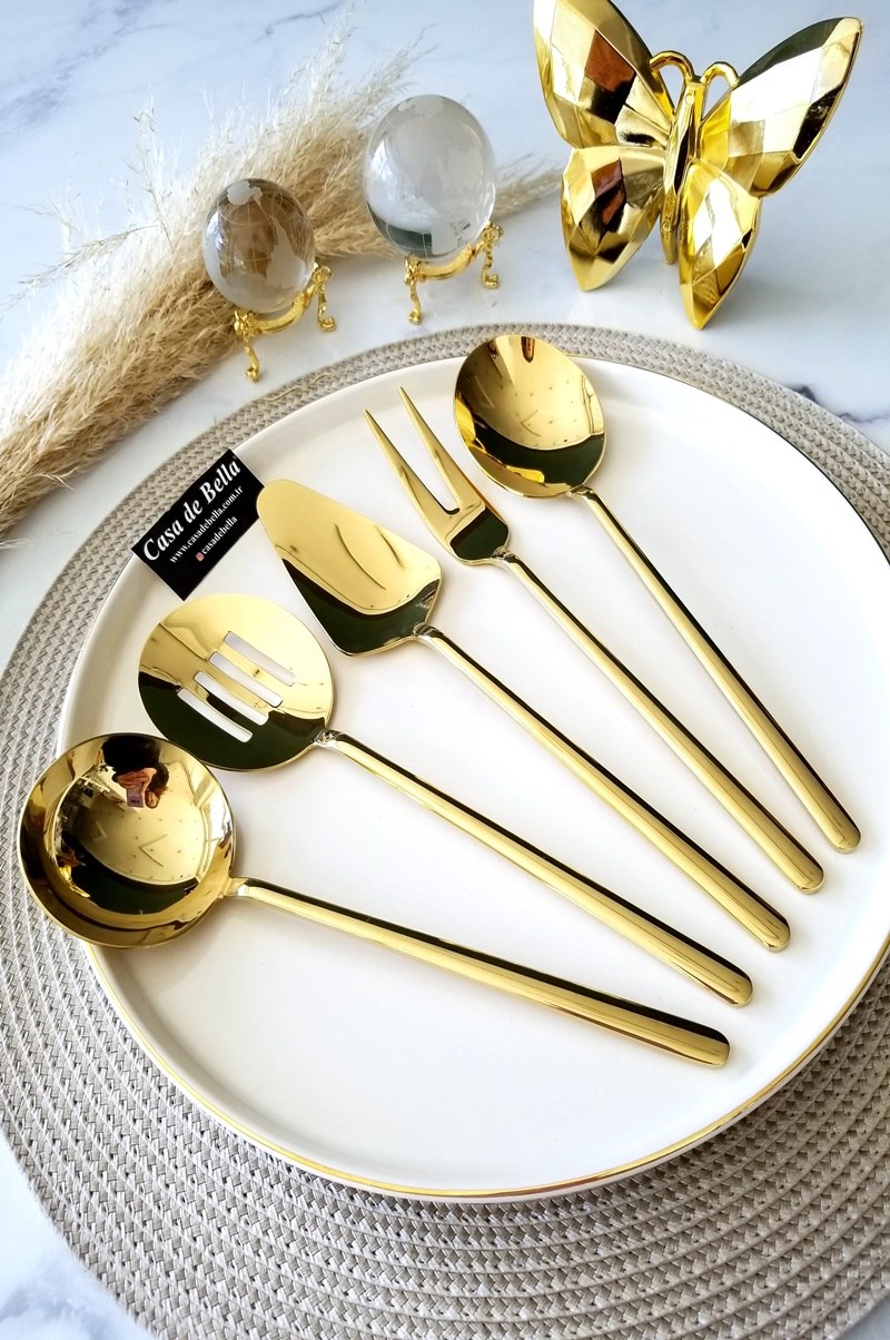 5 Parça DALİ Lüks Servis Seti - Gold