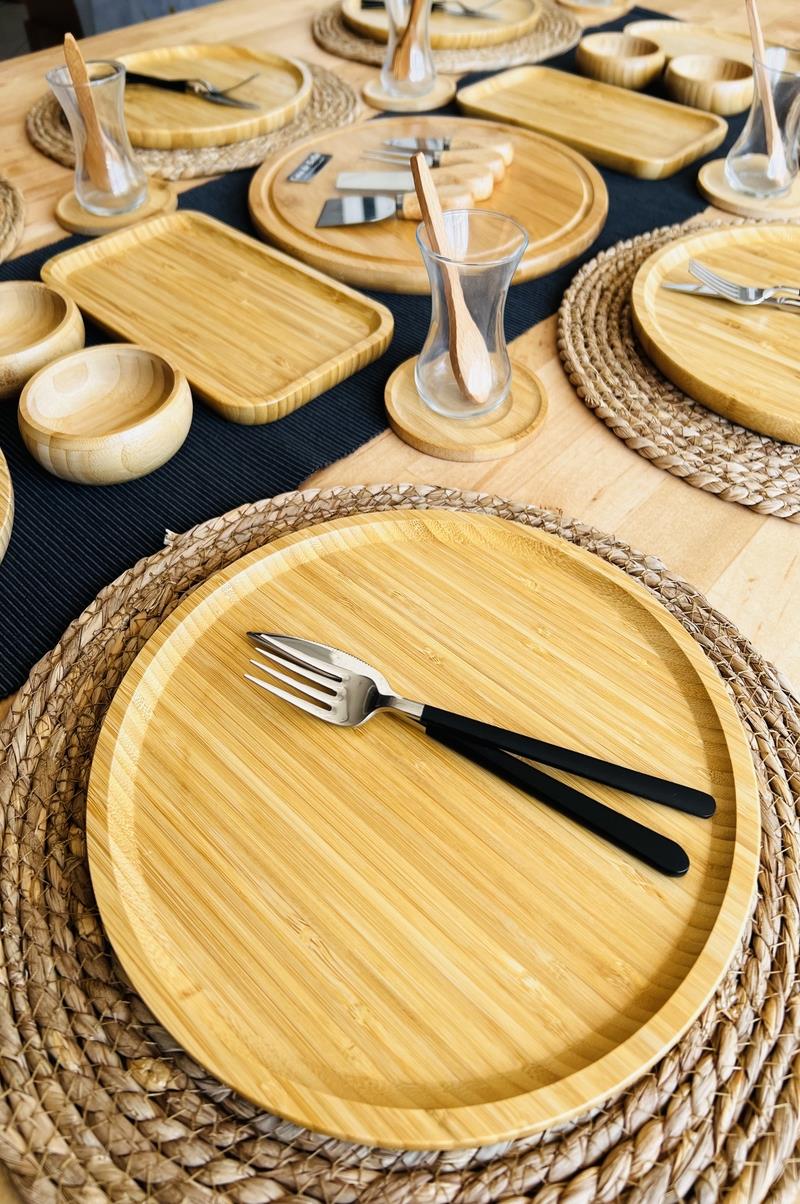 6 Kişilik 38 Parça Bambu Kahvaltı Takımı 20cm