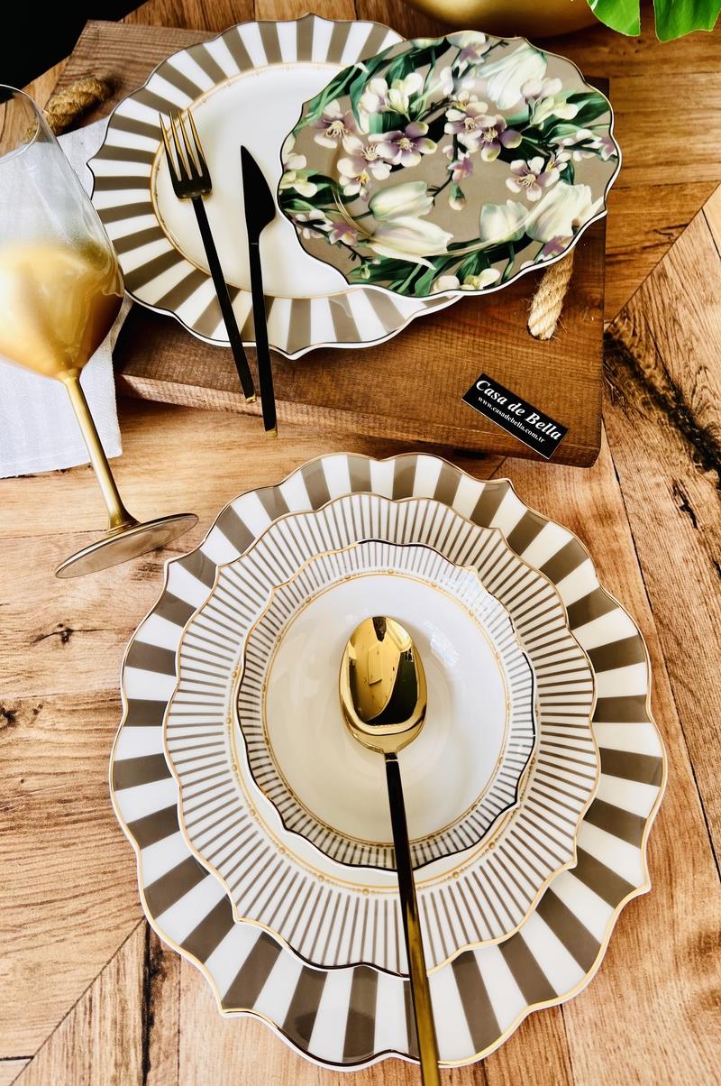 Bone China 6 Kişilik 24 Parça Lüks Yemek Takımı