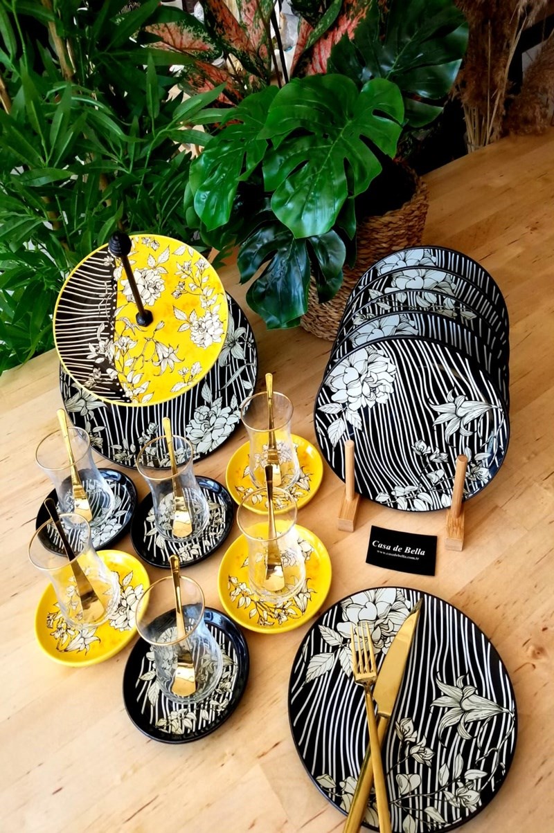 Daisy Pasta Tabaklı 19 Parça Pasta/Çay Seti