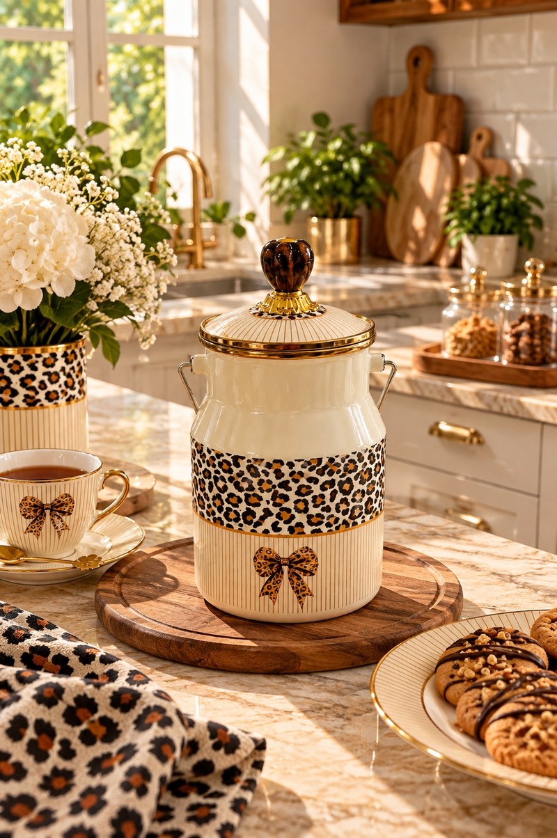 ELITE LEOPAR DESENLİ EMAYE 20 CM DAMA BAKRAÇ 2LT
