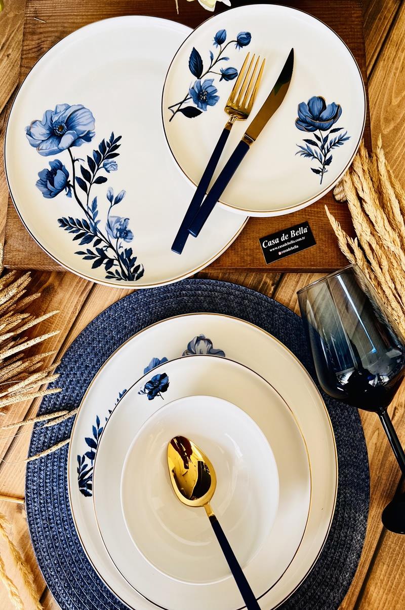 FLORES 24 Parça Bone Porselen Yemek Takımı