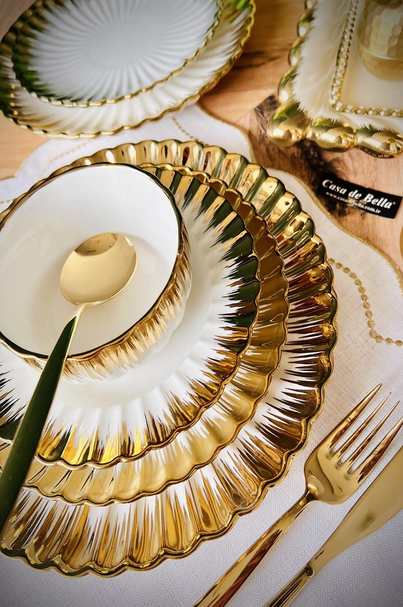 Gold 24 Parça 6 Kişilik Porselen Yemek Takımı