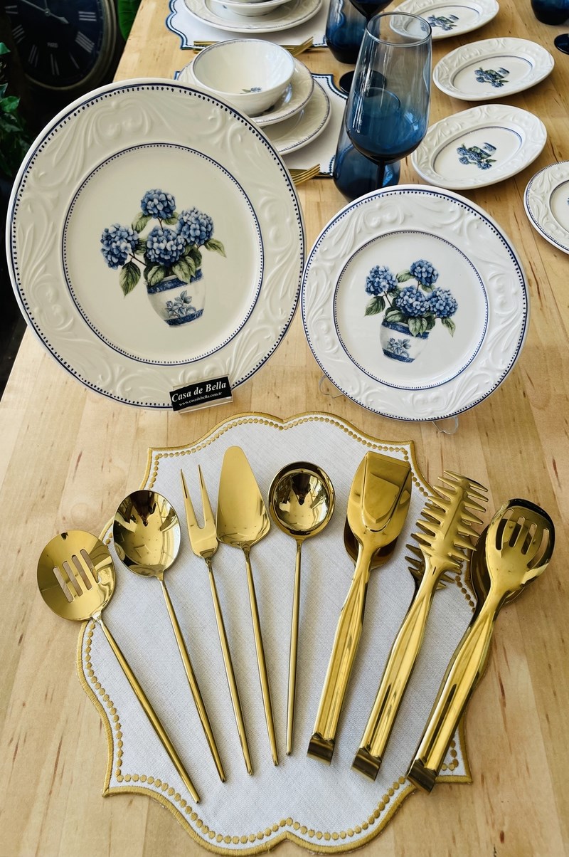 Gold 8 Parça Via Appia Lüks Servis ve Maşa Seti 22,5cm