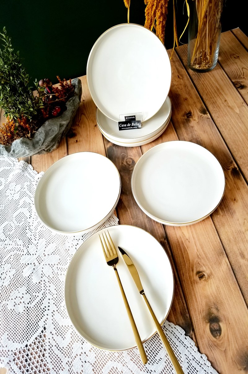 Gold Modern 6 Kişilik Lüks Servis Tabağı 26cm