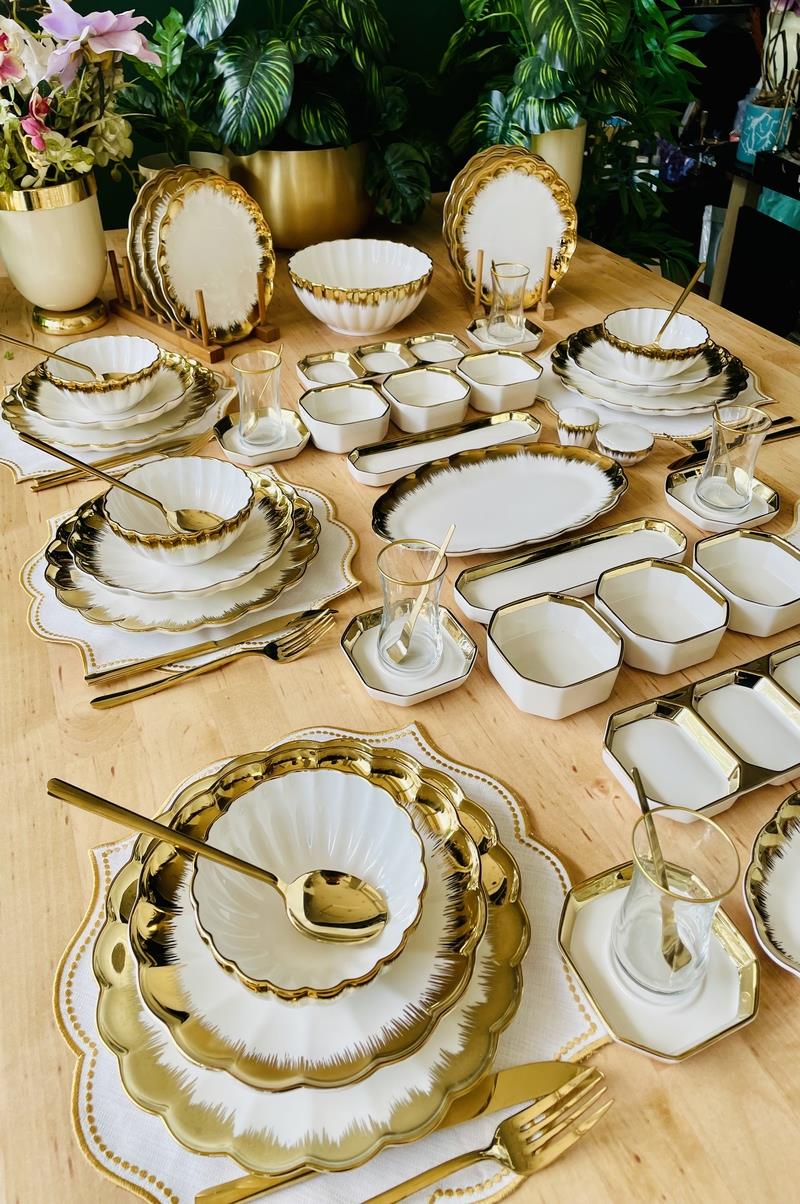 Mary Gold 86 Parça 12 Kişilik Porselen Yemek Takımı