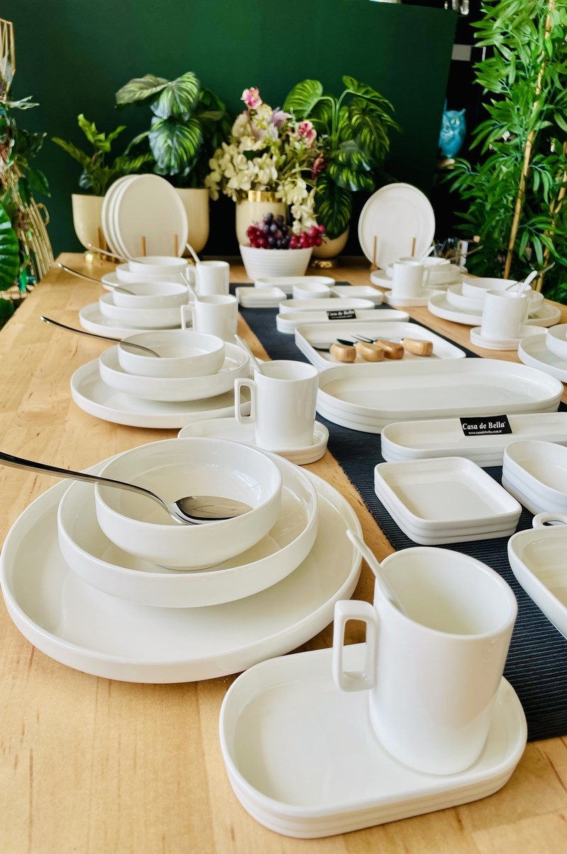Modern Sade 85 Parça 12 Kişilik Yemek Takımı ve Kahvaltı Takımı
