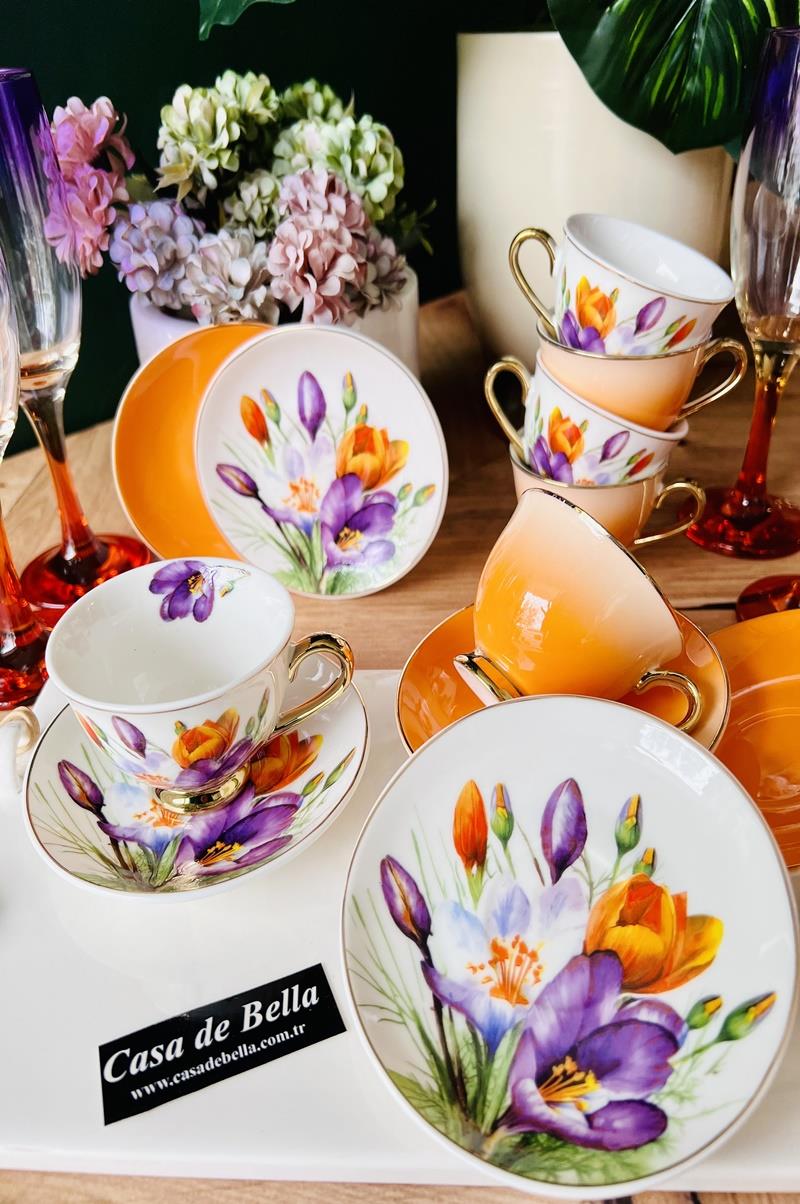 Plumeria 2 Kişilik Porselen Kahve Fincanı 