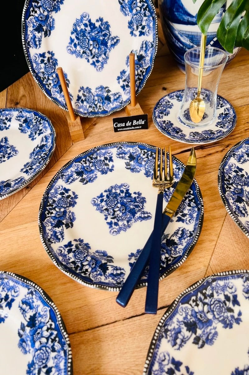 ROYAL MAVİ 6 KİŞİLİK 24 PARÇA ÇAY PASTA SETİ