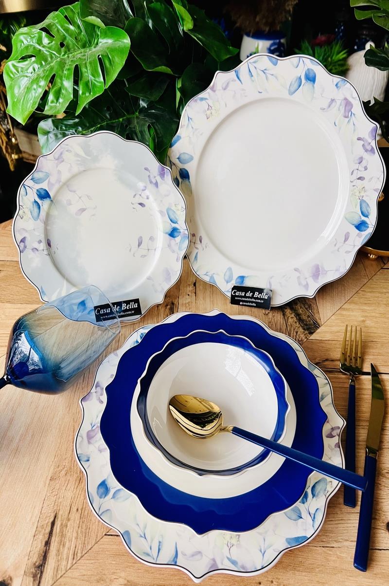 Soft Blue 24 Parça 6 Kişilik Porselen Yemek Takımı