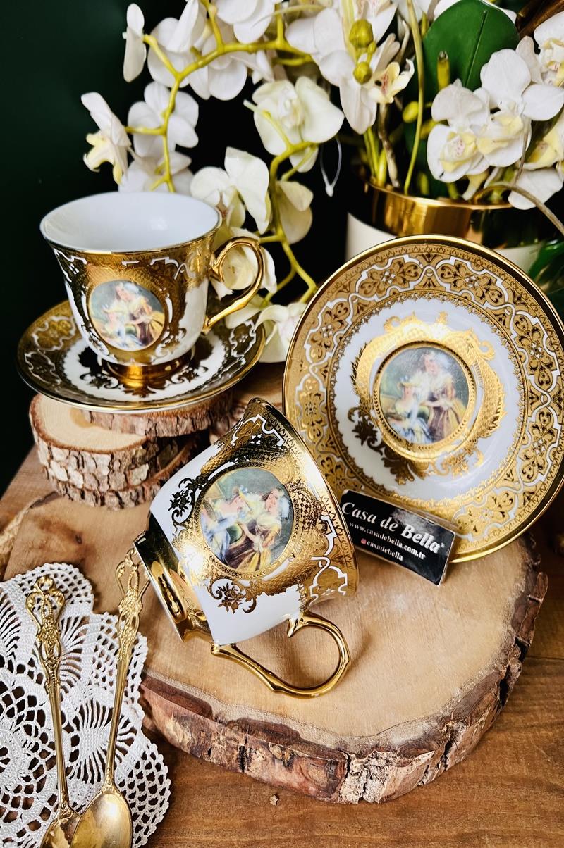 VİNTAGE 2 Kişilik Porselen Çay Fincanı