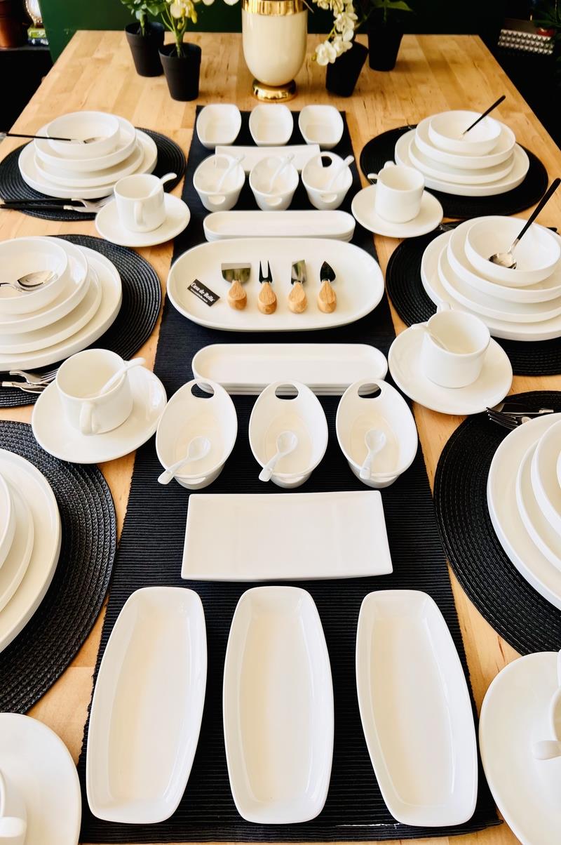 White Modern 87 Parça 12 Kişilik Porselen Yemek Ve Kahvaltı Takımı 