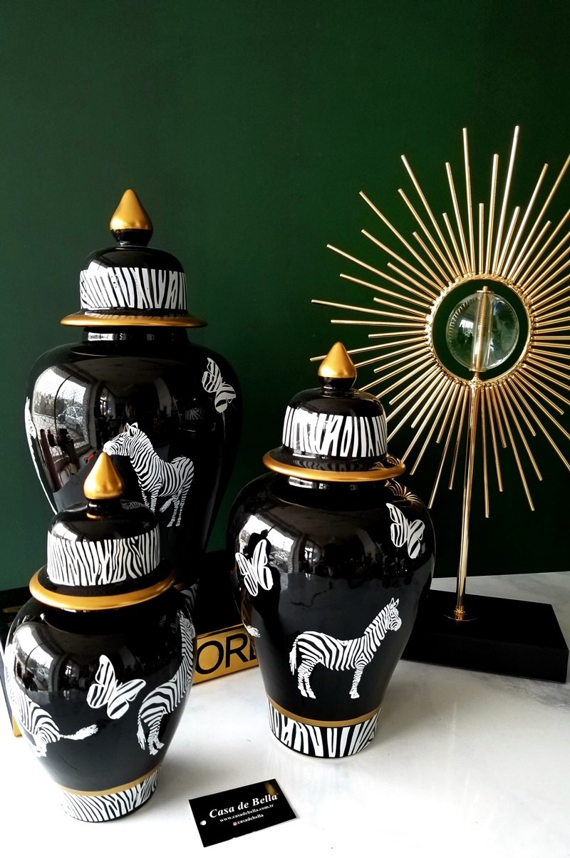 Zebra Model Extra Büyük 3 Boy Dekoratif Kup 