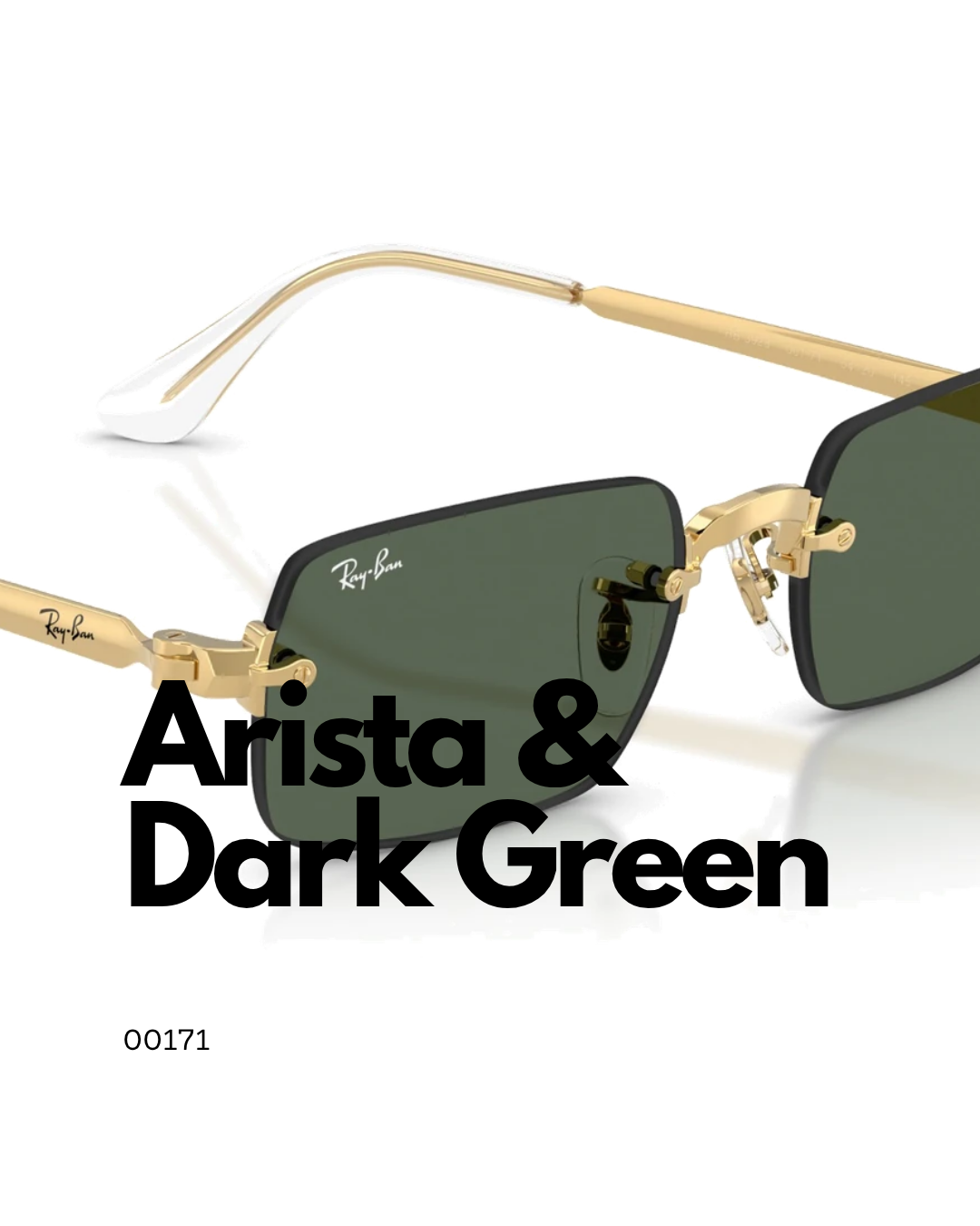 Yakın Çekim RayBan RB 3928 00171 Arista Gold Çerçeve Yeşil Cam Çerçevesiz Unisex Güneş Gözlüğü