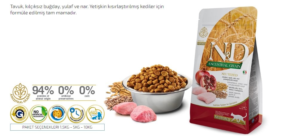 N&D Düşük Tahıllı Tavuklu Kısırlaştırılmış Kedi Maması