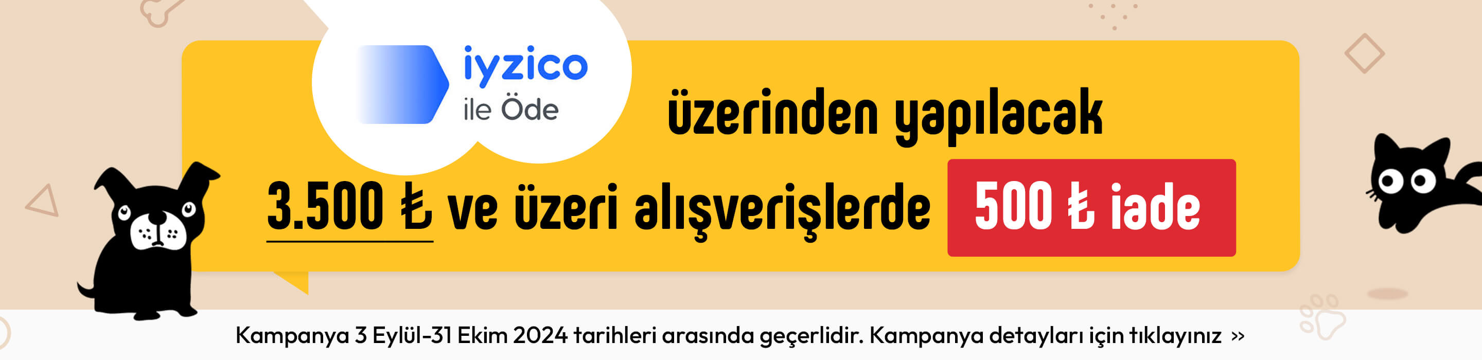 Iyzico ile Öde üzerinden yapılacak 3500₺ ve üzeri alışverişlerde 500₺ iade!