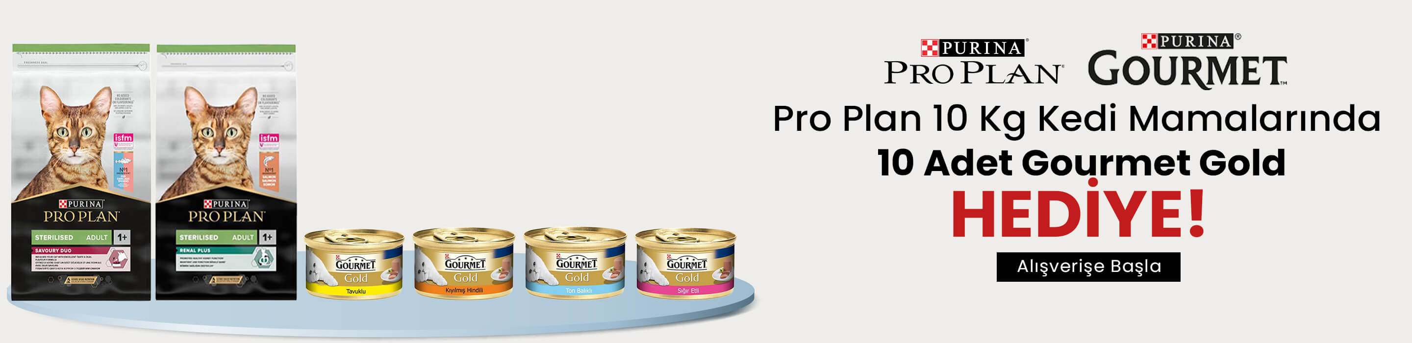 Pro Plan 10 Kg Kedi Mamalarında 10 Adet Gourmet Gold Hediye!