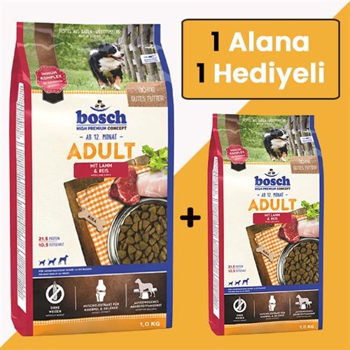 Bosch Adult Glutensiz Kuzu Etli Pirinçli Yetişkin Köpek Maması 1 Kg+(1 Kg Hediyeli)