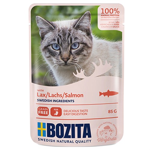 Bozita Pouch Somon Balıklı Tahılsız Yetişkin Konserve Kedi Maması