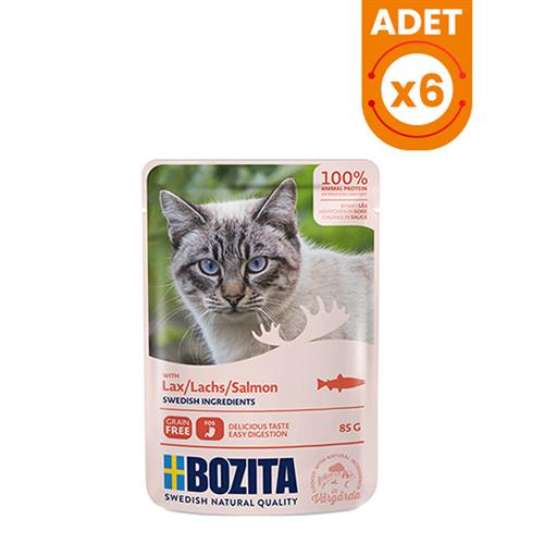 Bozita Pouch Somon Balıklı Tahılsız Yetişkin Konserve Kedi Maması