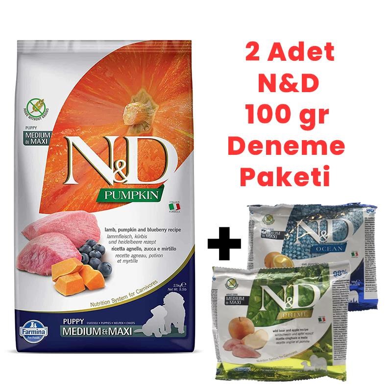 N&D Balkabaklı Kuzu Etli Orta ve Büyük Irk Yavru Köpek Maması 2.5 Kg