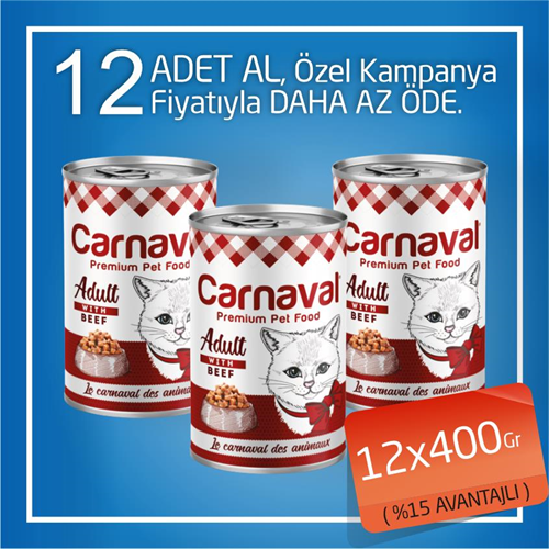 Carnaval Premium Cat Biftekli Yetişkin Kedi Konservesi 12x400 Gr