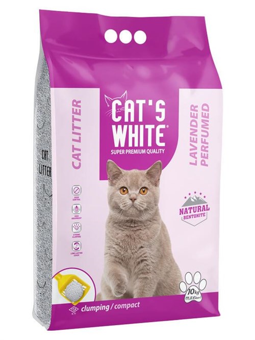 Cats White Lavantalı Bentonit Kedi Kumu İnce 10 Kg (12 Lt)