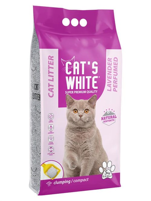 Cats White Lavantalı Bentonit Kedi Kumu Kalın 5 Kg (6 Lt)