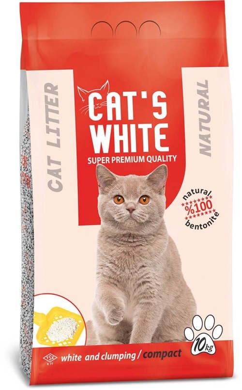 Cats White Natural Bentonit Kedi Kumu İnce 10 Kg (12 Lt)