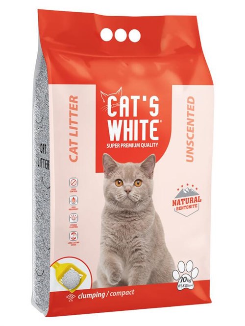 Cats White Natural Bentonit Kedi Kumu Kalın 10 Kg (12 Lt)
