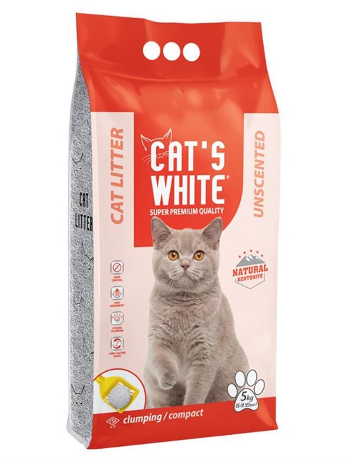 Cats White Natural Bentonit Kedi Kumu Kalın 5 Kg (6 Lt)