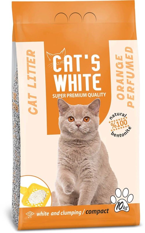 Cats White Portakalli Bentonit Kedi Kumu İnce 10 Kg (12 Lt)