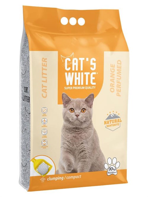Cats White Portakalli Bentonit Kedi Kumu Kalın 10 Kg (12 Lt)