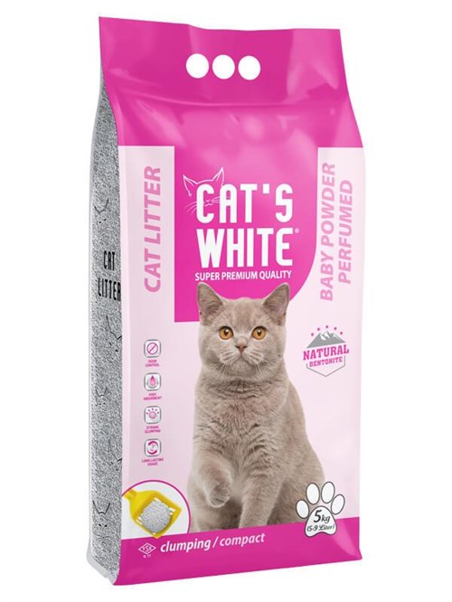 Cats White Pudrali Bentonit Kedi Kumu Kalın 5 Kg (6 Lt)