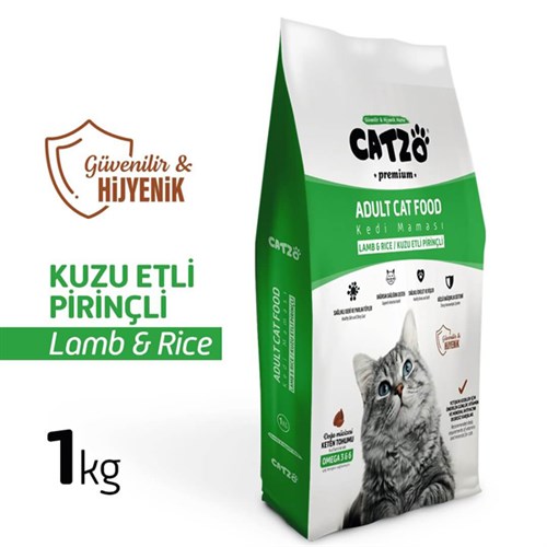 Catzo Premium Kuzu Etli Pirinçli Yetişkin Kedi Maması