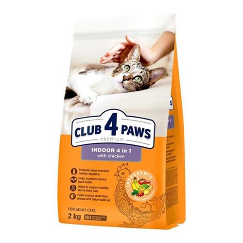 Club4Paws Premium Indoor 4 in 1 Tavuklu Yetişkin Kedi Maması