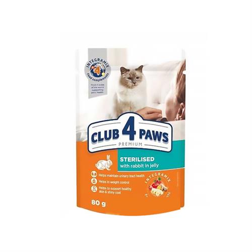 Club4Paws Tavşan Etli Kısırlaştırılmış Kedi Yaş Maması