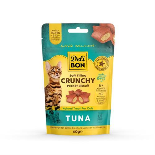 Delibon Chrunchy İçi Dolgulu Tuna Balıklı Kedi Ödül Bisküvisi